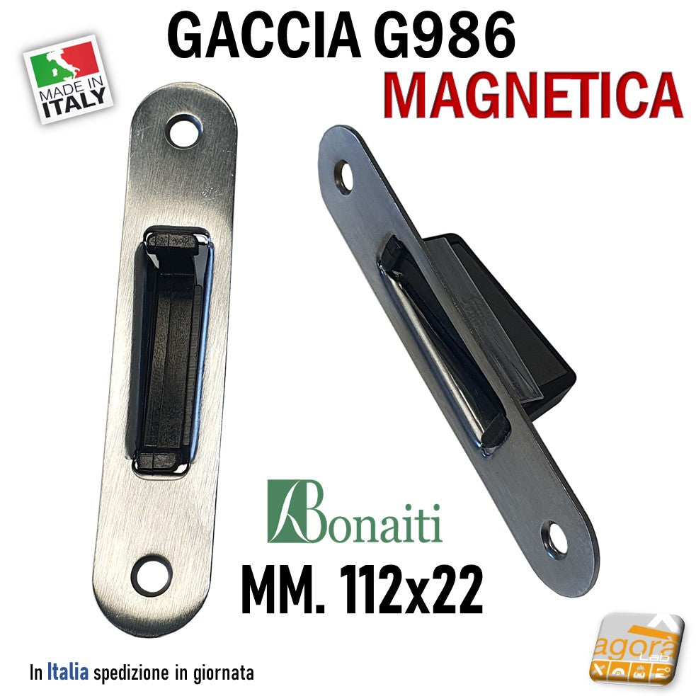 Riscontro Gaccia G986 Magnetico Cromo Satinato Bonaiti per Serrature B-TWIN Incontro 22x112