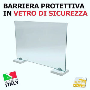 Covid19 Parafiato Protective Divider Barrier 58.5x41 cm Anti-contact divider in Tempered GLASS.