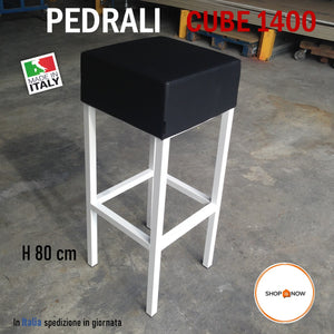 Stool Pedrali Cube 1400 New black and white - sgabelli per bar alti arredo di design
