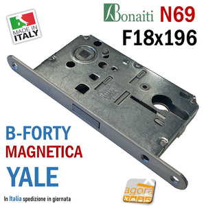 SERRATURA PORTA INTERNA MAGNETICA B-FORTY BONAITI N69 YALE FRONTALE 18X196MM E50 I85