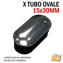 Load image into Gallery viewer, 5 Pz TAPPI TAPPO CROMATO bombato copri testa 30 x 15 mm in Lamierino Metallico cm 3x1,5
